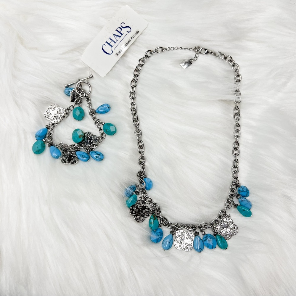 Chaps Turquoise Necklace and Bracelet Duo